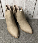 Fisace Womens Boots Size 8 Beige Tan Pointed Toe Heeled Ankle Booties Open Side Photo 0