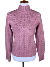 Abercrombie And Fitch Pink Cable Knit‎ Turtleneck Sweater Cozy Preppy Small Photo 0