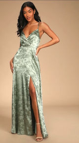 Lulus Maxi Dress Floral Green Photo 0