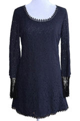 Denim & Supply Ralph Lauren‎ Lace Mini Dress Size 4 Black Fringe Victorian Goth Photo 0