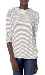 Daily Ritual Women's Supersoft Terry Long-Sleeve Hoodie Pullover White/Black XS‎ Photo 0