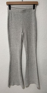 AERIE Grey Ribbed Flared Pants Size XS Short Photo 0