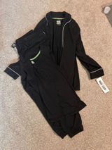Muk Luks Womens 3 Piece Pajama Set Black Tank Joggers Cardigan 2X NEW Photo 0