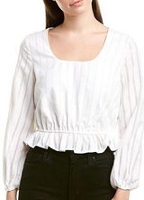 The Fifth Label XS White‎ Striped Peplum Top | Romantic | Lined Photo 0
