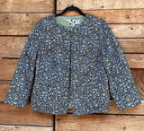 Reversible Quilted Floral Jacket with Blue and Green Patterns Photo 0