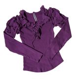 Anthropologie Coquette Ruffle Sleeve Ribbed Knit Dark Academia‎ Top XS OB2104386 Photo 0