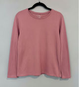L.L.Bean Women’s Large Pink 100% Cotton Long Sleeve Crew Neck Shirt Top Photo 0
