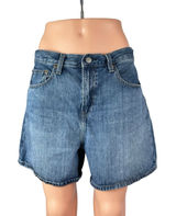 Uniqlo Women's Blue High Rise Bermuda Mom Boyfriend Denim Jean Shorts Size 29 Photo 0