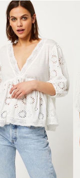 Free People Costa Eyelet Top Sz S Photo 0