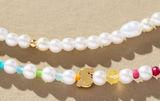 Anthropologie Pearl Beaded Bubble Letter Lowercase Monogram Necklaces, Set of 2 - S - NWT‎ Photo 0