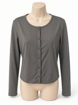 CRZ Yoga Cloud Jersey Gray Button Cardigan Soft Lightweight Athleisure S/M Photo 0