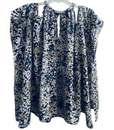 Michael Kors Floral Cold Shoulder Chain Halter Neck Blouse Navy Blue Cream L Photo 0