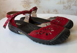 Jambu All Terra Design Red Leather Floral Cutout Utility Mary Jane Shoes 8.5 US Photo 0