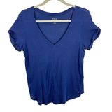 Polo Ralph Lauren Womens Navy Blue V-Neck Cuffed‎ Short Sleeve Cotton T-Shirt M Photo 0