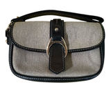 Dooney & Bourke Vintage Tan Canvas Flap Wristlet Black Leather Trim Photo 0