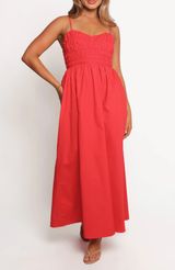 Petal & Pup Camilla Shirred Maxi Sundress Sweetheart Neckline Red Size Small Photo 0