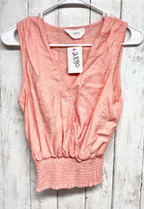 Six Fifty Blouse Women Size Medium V-Neck Wrap Front Sleeveless Cinch Waist‎ Top Photo 0