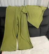 SHEIN Olive Green Wide-Leg Pants & Matching Short Sleeve Top size M Photo 0