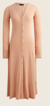 NEW J. Crew Women's Ribbed Button-Front Knit Midi Dress in Luxury Camel BA960 Photo 0