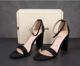 J. Adams Black Ankle Strap Block Heel Sandals Vegan Leather Size 11 New in Box Photo 0