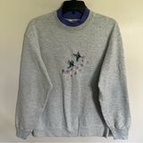 Fruit of the Loom Vintage Embroidered Hummingbird Gray Faux‎ Turtleneck Sweatshirt Size Medium Photo 0