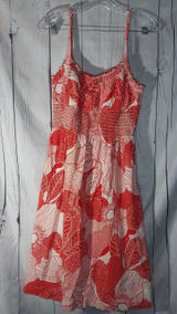 Viola Floral 100% Cotton Smocked Vacation Resortwear Spaghetti Strap Sundress Photo 0