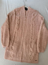 Abercrombie & Fitch Pink Cable Knit Open Front Cardigan Sweater Womens Medium Photo 0