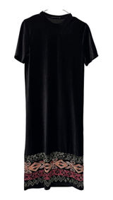 Zara Trafaluc Women's-S Velvet‎ Maxi Dress Embroidery Black BOHO Photo 0