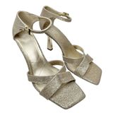 Franco Sarto Sandals Size 9 Gold Leather Ankle Strap Square Toe Dress Heels NEW Photo 0