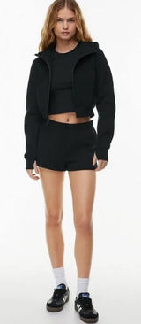 TNA Womems Shorts Black Cozy Fleece Perfect Hi-Rise Sweat Short Size Medium Photo 0