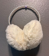 Unbranded Faux Fur Pearl Earmuffs Cream White Headband Ear Warmers Adult Photo 0