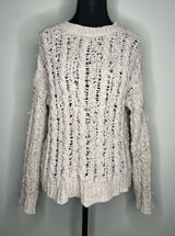 American Eagle Outfitters Open-Knit Cream Crewneck Sweater Photo 0