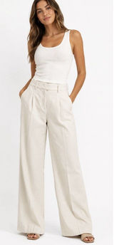 American Eagle Trouser Pants Womens 00 Khaki Wide Leg Pleated Dress Office Work Photo 0