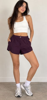 Gymshark Womens Training Shorts Purple Plum Elastic Waist Pockets Size L Photo 0