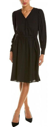 NWT Anne Klein Womens Surplice A-Line Dress 10844849 L Black Photo 0