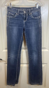 LA Idol Jeans Woman 28 Bootcut Rhinestone Embellished Rodeo Low Rise Denim Y2K Photo 0