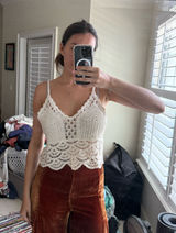 Anthropologie Blue Tassel Crochet Top Photo 0