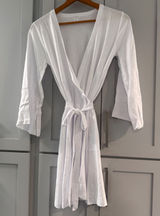 New Lake Pajamas Pointelle Robe White 100% Pima Cotton Wrap Loungewear XS Photo 0
