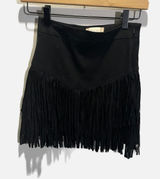 Altar'd State Fringe Mini Skirt Womens XS‎ Black Tiered Western Boho Festival Photo 0