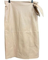 Womens Faux Leather Wrap Midi Skirt Tie Waist‎ Beige Neutral Casual Career Photo 0