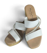 Mariella Made in Italy White Rhinestone Wedge Slide Sandals Size 8 Photo 0