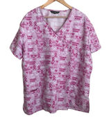 Cassandra O Scrubs Women Top 2X‎ Pink Medical Nurse Breast Cancer Awareness Photo 0