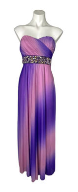 New SEQUIN HEARTS Purple Ombre Strapless Maxi Dress Prom Hoco Formal‎ Sz 5 Photo 0