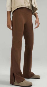 Lululemon Groove Split Hem Flare Mid‎ Rise Pants Women 6 Lt Brown Nulu LW5ENGS Photo 0