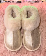 Faux Fur Lined Metallic Slipper Boots - Gold Photo 0