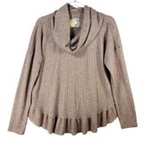 Maeve Anthropologie Cowl Neck Ruffle Hem Pullover Sweater Top‎ Small Waffle Knit Photo 0