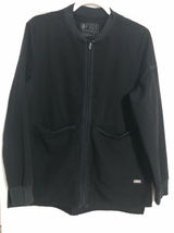Figs black full zip scrub jacket womens size medium large pockets nurse hospital Photo 0