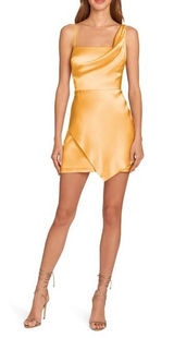 Amanda Uprichard Ravello Draped Layered Mini Dress Citron Yellow Sz Small Photo 0