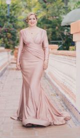 & Other Stories Blush & Burgundy Bridal Bundle – Dusty Rose Gown, Handmade Veil, Necklace & Rose Hair Accessory Photo 0