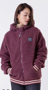 Billabong Maroon Blossom Sherpa Snow Hoodie Sweatshirt Size XS Fleece Zip‎ Hood Photo 0
